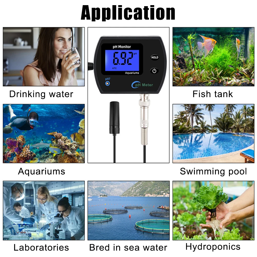 Display LCD phmetro in tempo reale Multi-parametro per acquario laboratorio acidometro spina europea Monitor della qualità dell\'acqua