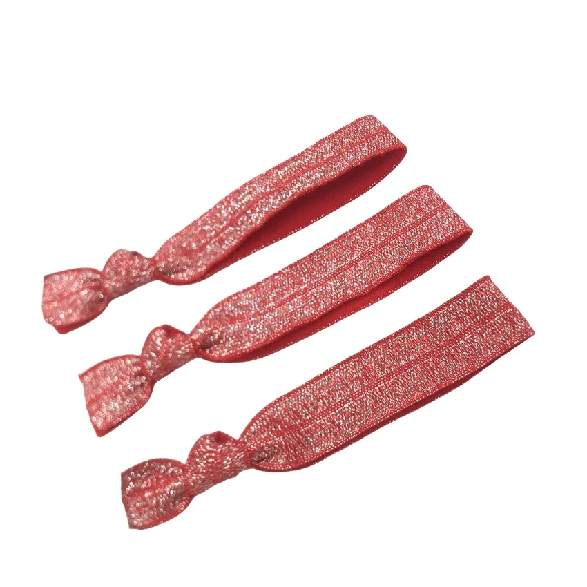 50 Stück/200 Stück glitzernde geknotete Haargummis, Pferdeschwanzhalter, bunt, keine Falten, elastisches Band, Handdreh-Armband, Zubehör – Detail 14