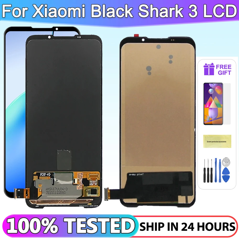 

100% Tesed For Xiaomi Black Shark 3 KLE-H0, KLE-A0 LCD Display Touch Screen Digitizer Assembly Replace For Xiaomi BlackShark 3