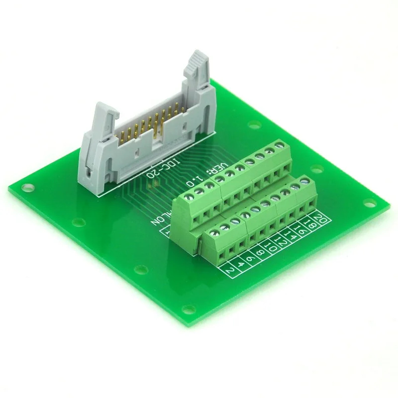 

ELECTRONICS-SALON IDC20 2x10 Pins 0.1" Male Header Breakout Board, Terminal Block, Connector.