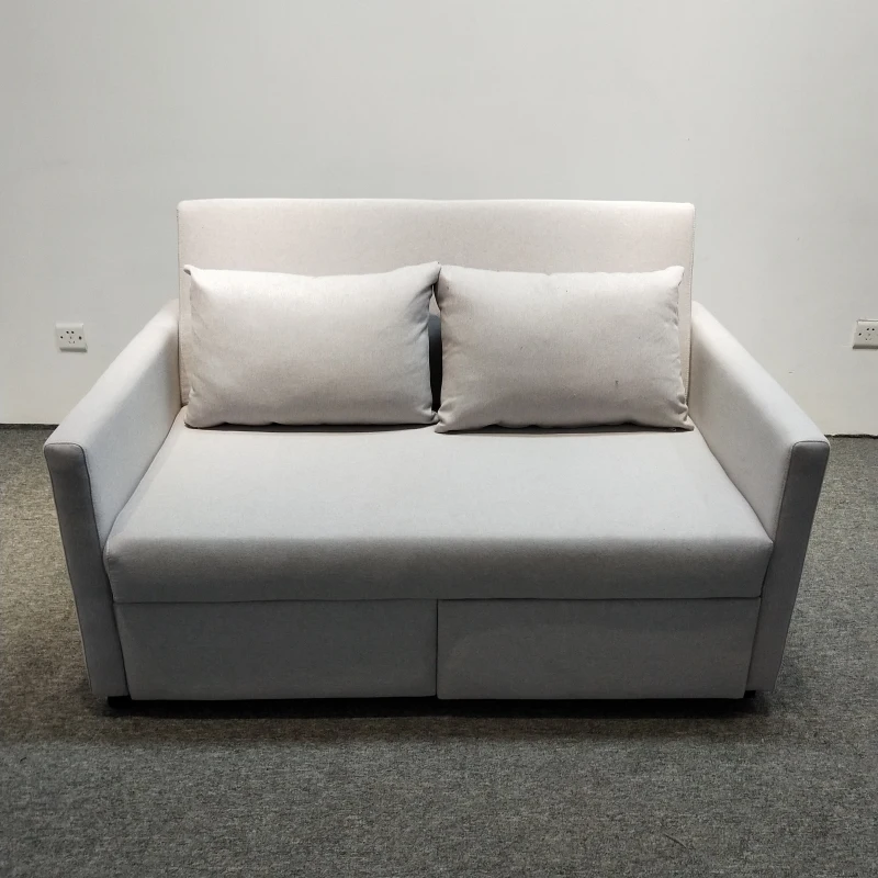 Office Waiting Room Corner Small Space Fabric Folding Sleeper Two Seat Sofa Bed Modern Design