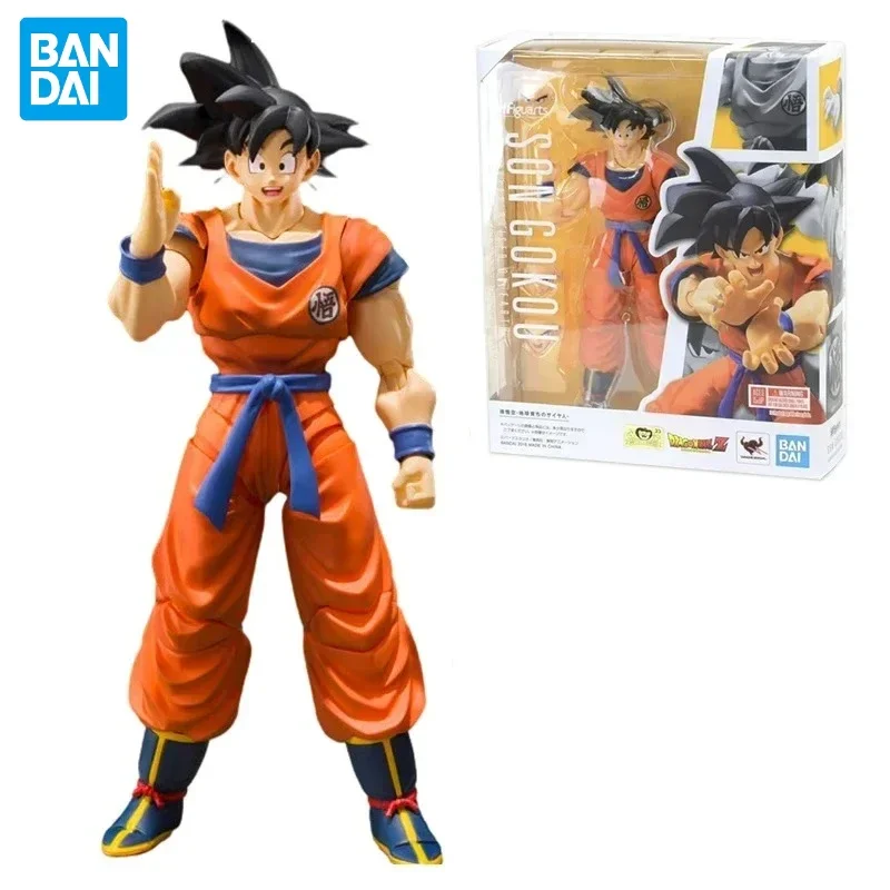 W magazynie Oryginalna figurka akcji Bandai Dragon Ball Z SHF A Saiyan Raised On Earth Son Goku 2.0 Anime Figurka akcji Zabawki Kolekcja modeli Prezenty