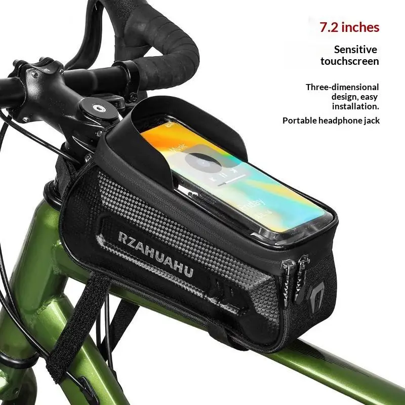 Bike Bag Waterproof Touch Screen Front Tube Phone Holder Bag Anti-Shake for Mountain Road Bicycle Cycling Trips