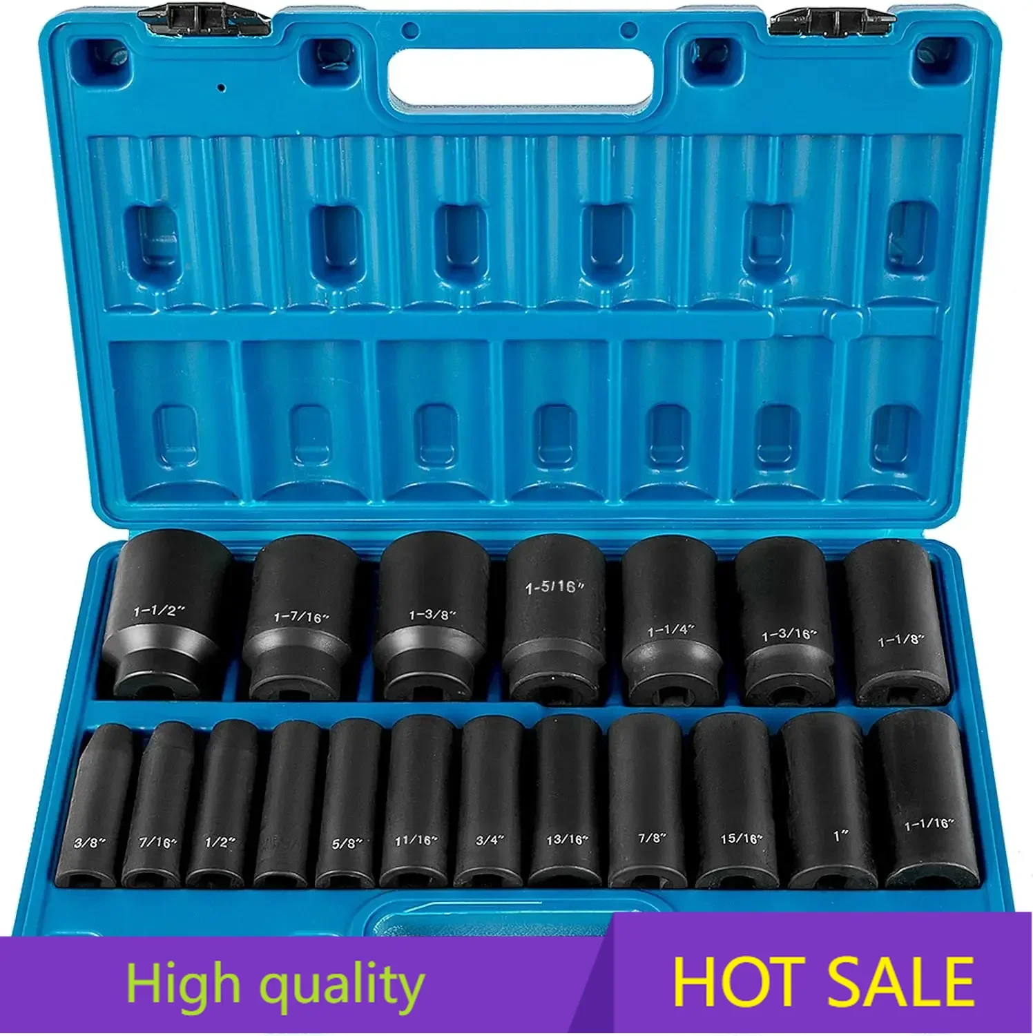 

Impact Socket Set 1/2 Inches 19 Piece,Deep Socket,6-Point Sockets,Rugged Construction,Cr-V, 1/2Inches Drive Socket