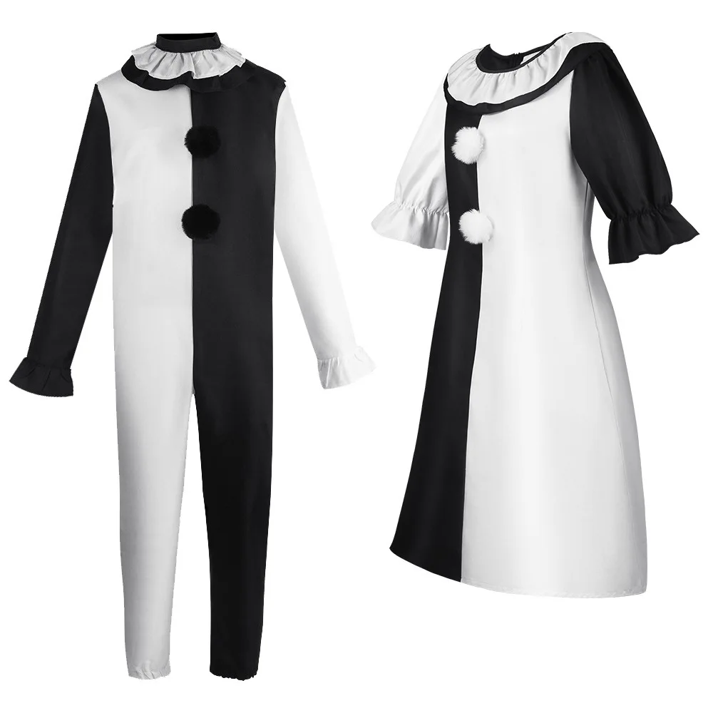 Kostüm für Art Clown Cosplay, Film Terrifier Clown Overall, Kleid, Maske, Halloween, Karneval, gruselige Party, Verkleidung, Outfit für Männer und Frauen