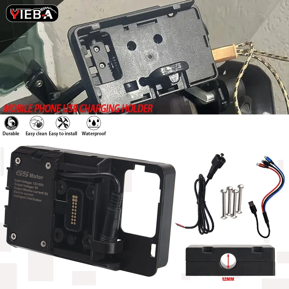 2025 USB Mobile Phone GPS Navigation Bracket Wired Charging Support For BMW R1200RT 2014 - 2024 2023 2022 R1250RT R 1200 1250 RT