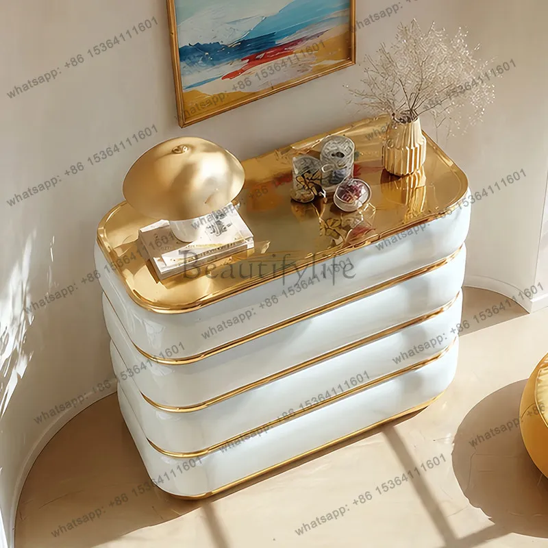 FG American light luxury paint chest cabinet hand-painted gold entrance modern high-end storage cabinet