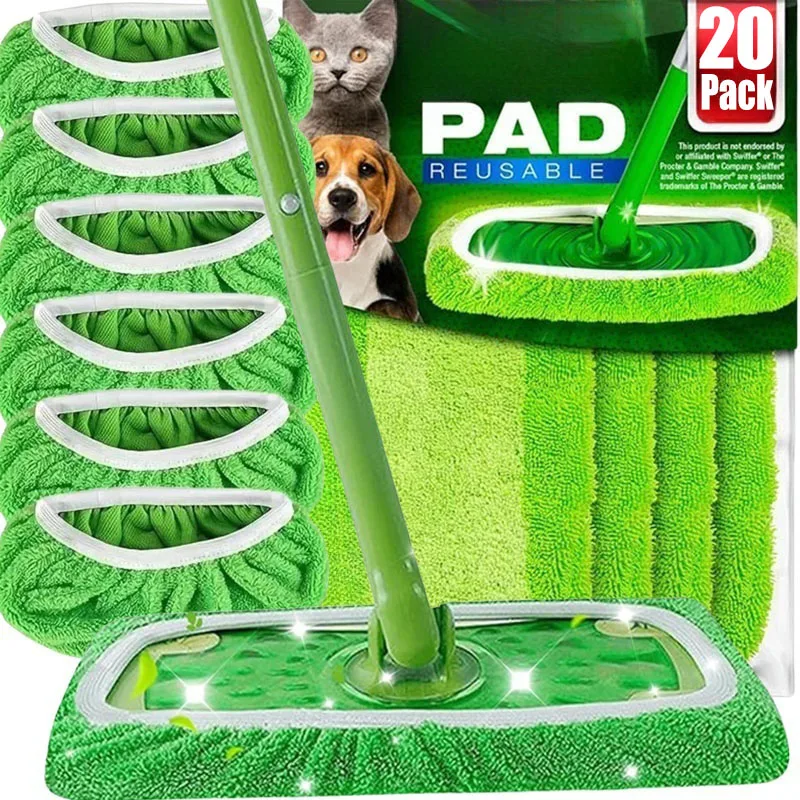 

Многоразовые подушечки для швабры из микрофибры, зеленая подметальная машина, салфетки для влажной и сухой уборки, сменная насадка для швабры для пола, моющееся тряпичное полотенце