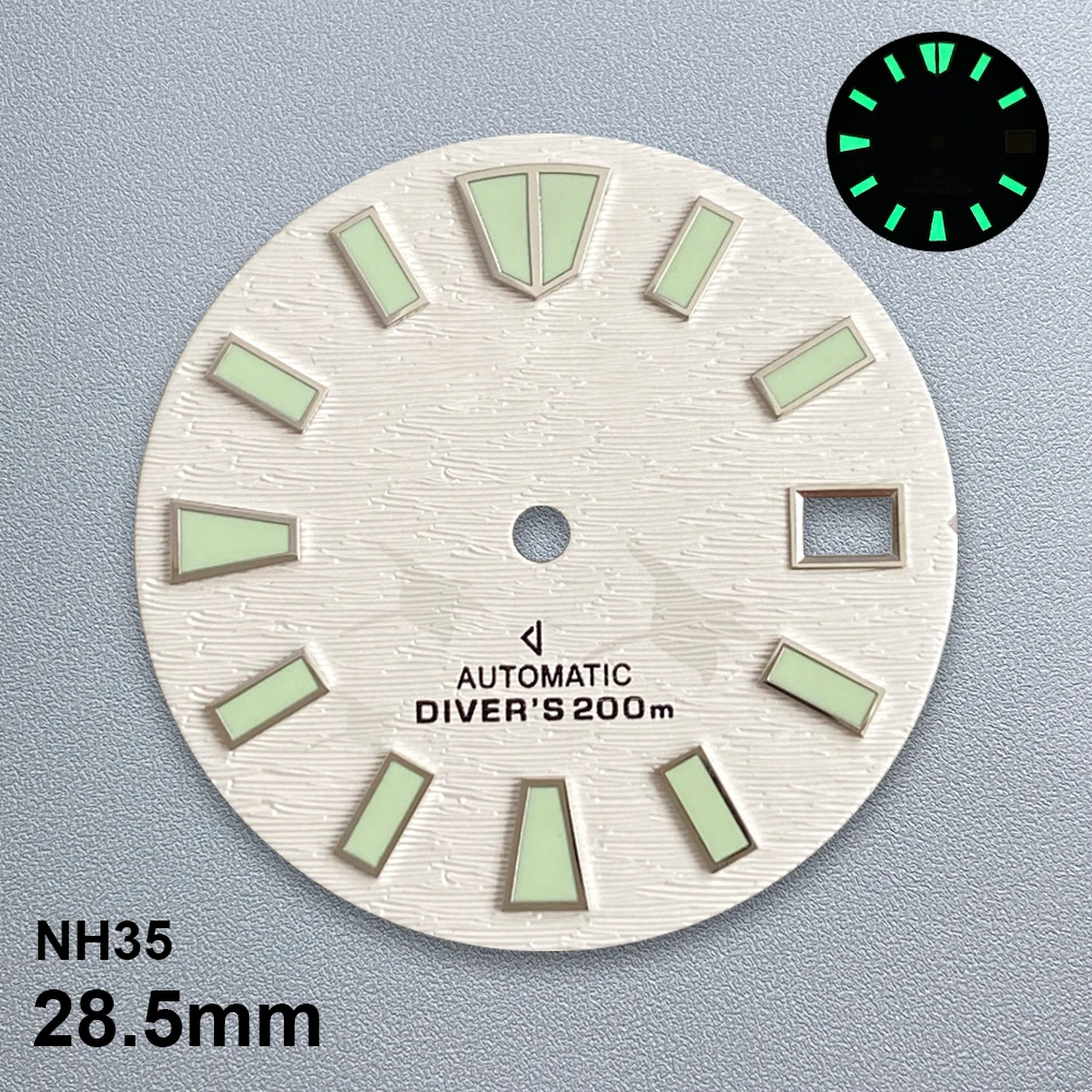 28.5mm S Logo Bat Dial Fit NH35/NH36/4R/7S Automatic Movement C3 Green Luminous High-Quality Watch Modification Accessories