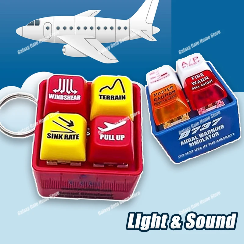 Aircraft Emergency Alert Simulator Keychain Button Sound Alarm Miniature Toy Bag Pendant Home Interior Decoration Accessories