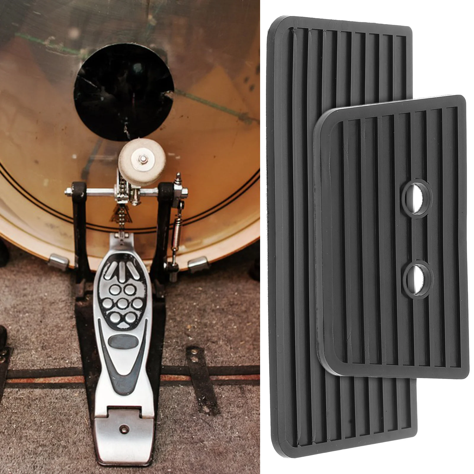 

2Pcs Professional Drum Pedal Guards Anti-Slip Rubber Pads Universal Drum Set Accessory Non-Slip Design Stable Support