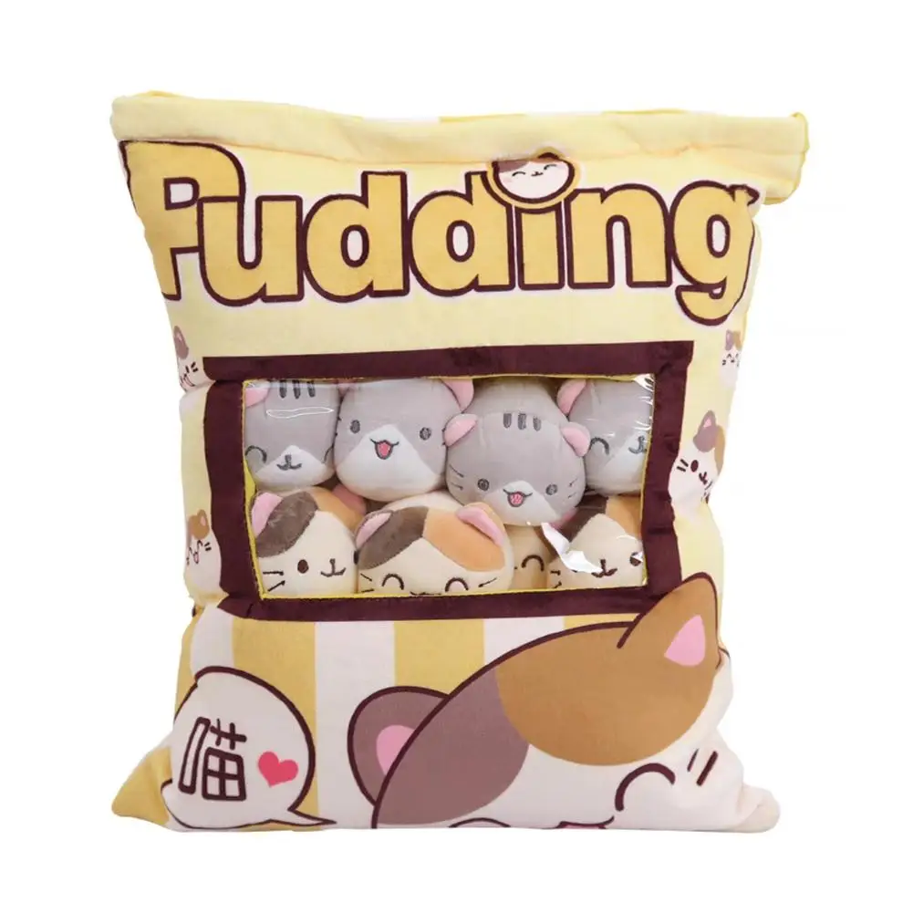 Cute Cat Snack Pillow Pudding Decorative, Stuffed Gifts Pudding Mini Kawaii Toy Dolls Cat Plush Pillow Animal Plush W N6M6