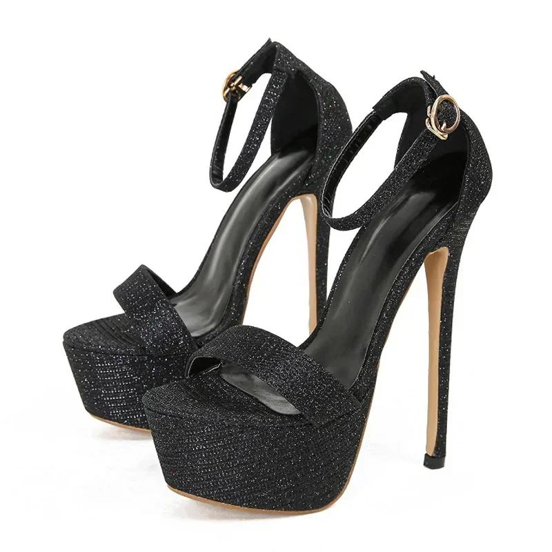 

Aneikeh/пикантные женские сандалии на высоком каблуке для ночного клуба, модные вечерние туфли на платформе с открытым носком и пряжкой на ремешке, размер 34-46