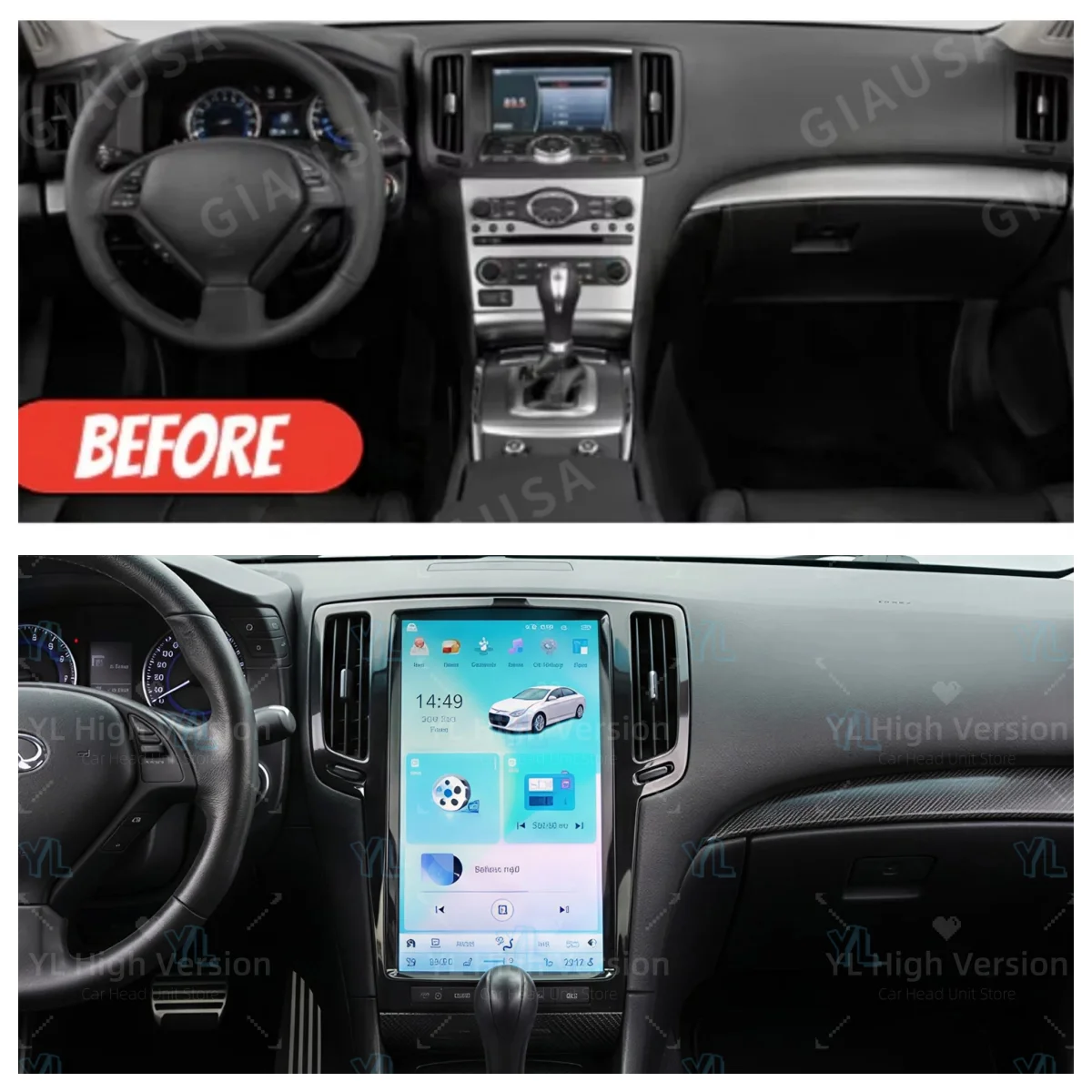 

ym 13.8" For Infiniti G G35 03-08/ G25 10-13/ G37 08-15 Car Multimedia Player Carplay Vertical Screen Auto Radio GPS Navigation