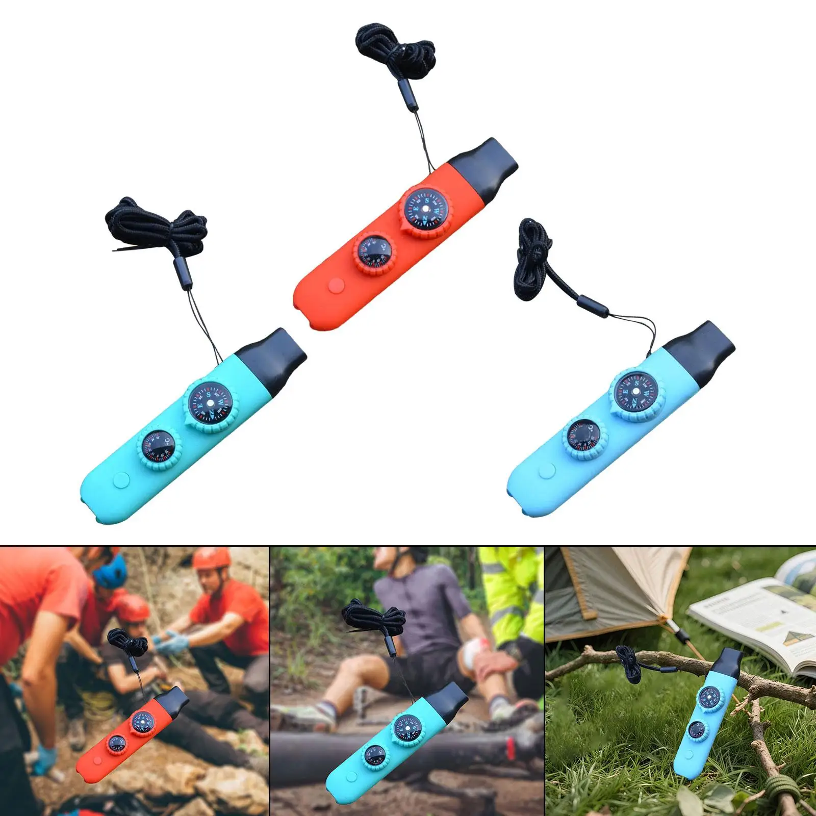 

Emergency Boating Fishing Survival Whistle Seven Tools Portable Magnifier Reflector Mirror for Outdoors