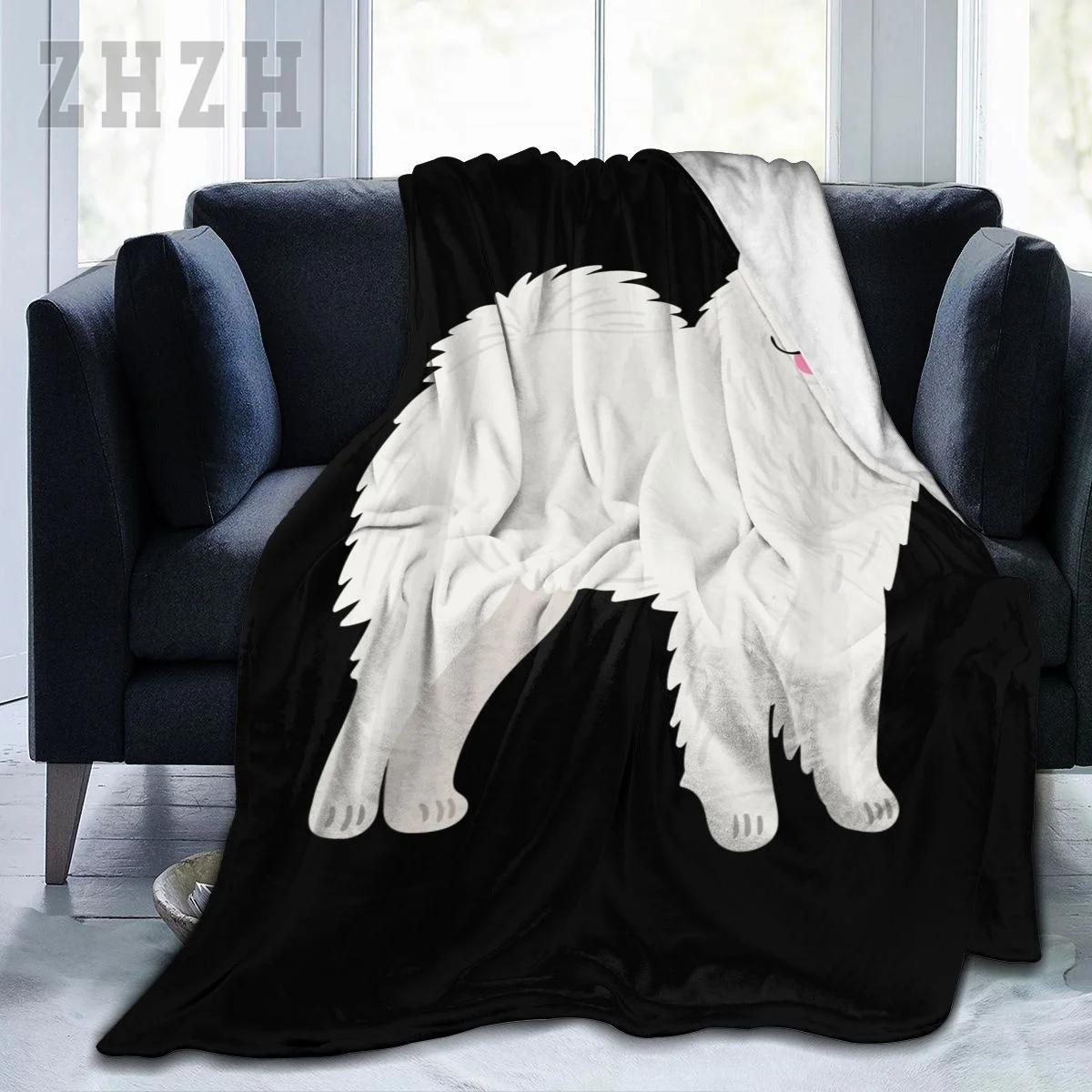 Blanket Samoyed White Fluffy And Cute Best Dog Breed Samoyed Flannel Multifunction Outdoor Camping Sofa Cover Keep Warm