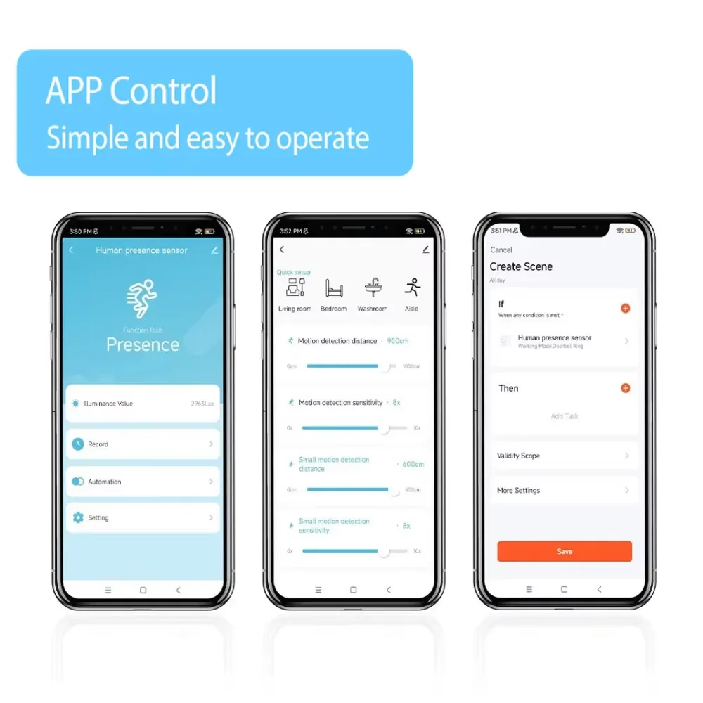 Zigbee 3.0 Smart Human Presence Motion Sensor,Luminance/Distance Detection, Tuya Smart Life Home Automation,Body PIR Detection