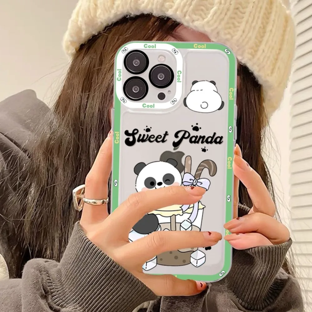 Cute Kawaii Panda Mousepad For Samsung S 20 21 22 23 lite plus ultra Clear Mobile Cover Funda