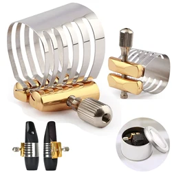 Alto Saxophone Ligature Mouthpiece Ligature Clip Fastener Stainless Steel Adjustable Clamp With Storage Box