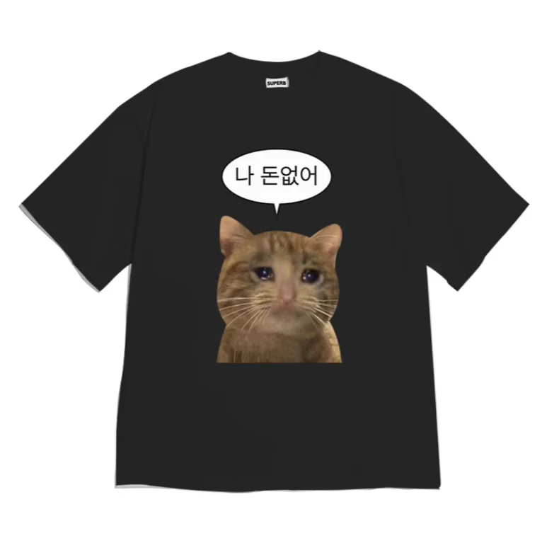 Funny Cat T-Shirt for Women Korean Sad Orange Cat Meme Graphic Tee I Have No Money Cute Cat Vintage T Shirt