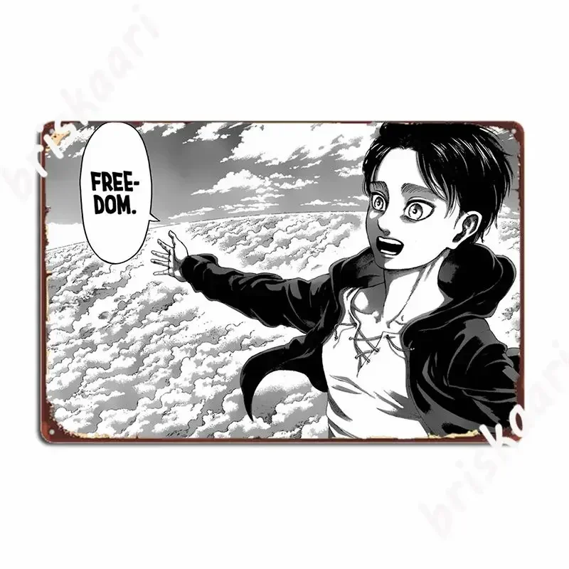 Eren Jaeger Freedom Panel Metal Signs Pub Custom Club Designing Party Tin Sign Poster