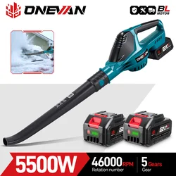 ONEVAN 5500W Brushless Electric Air Blower 46000RPM Cordless Leaf Dust Snow Blowing Clean Power Tool For Makita 18V Battery Pin