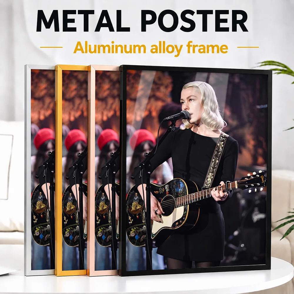 Phoebe Bridgers Performing Live Metal Poster With Aluminum Alloy Frame Personalized Recording Tribute Wall Art For Music Room