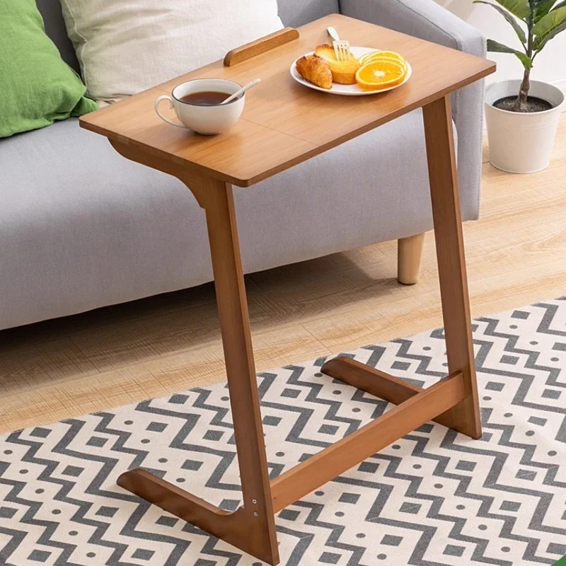 Foldable Bamboo Dining Table, Adjustable Coffee Table with Non-Slip Design, Space-Saving Bedside Desk, Minimalist High-Leg Table