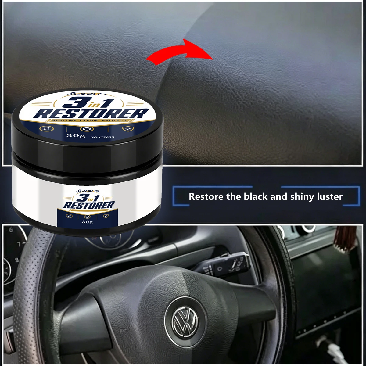 Black Plastic Leather Restorer Cream Car Trim Dye Restores Shine and Luster Waterproof Non-Fading Coating Auto Detailing YT2035