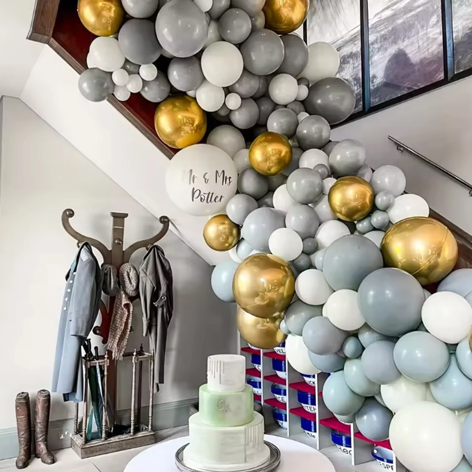 مجموعة بالونات لاتكس رمادية 87 قطعة، زفاف، عيد ميلاد، ذكرى سنوية، تخرج، مهرجان، احتفال، داخلي، لوازم تزيين الحفلات