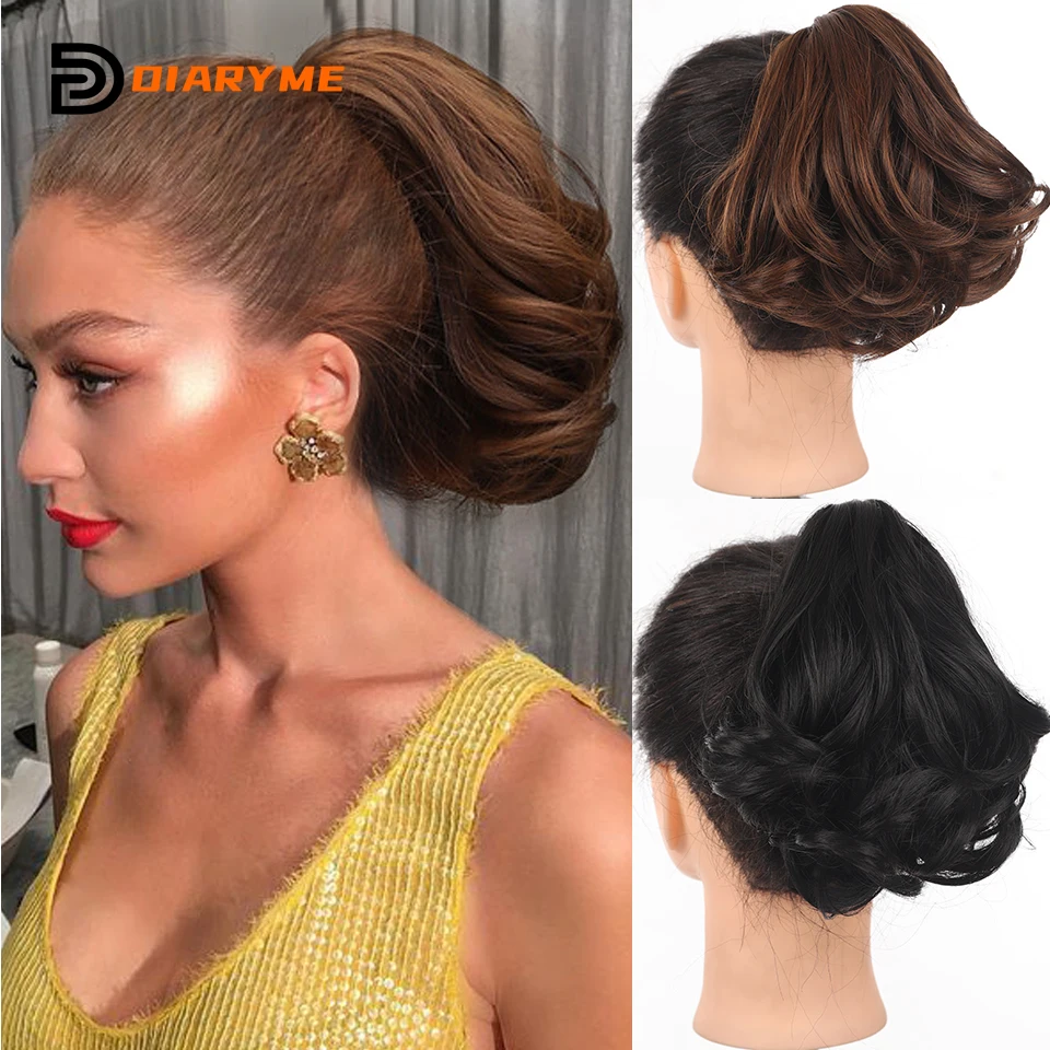 Synthetic Bouncy Curly Ponytail Hair Extensions Short Curly Wavy Pony Tail Female Claw Clip Ponytail High Ponytail Wig Natural H