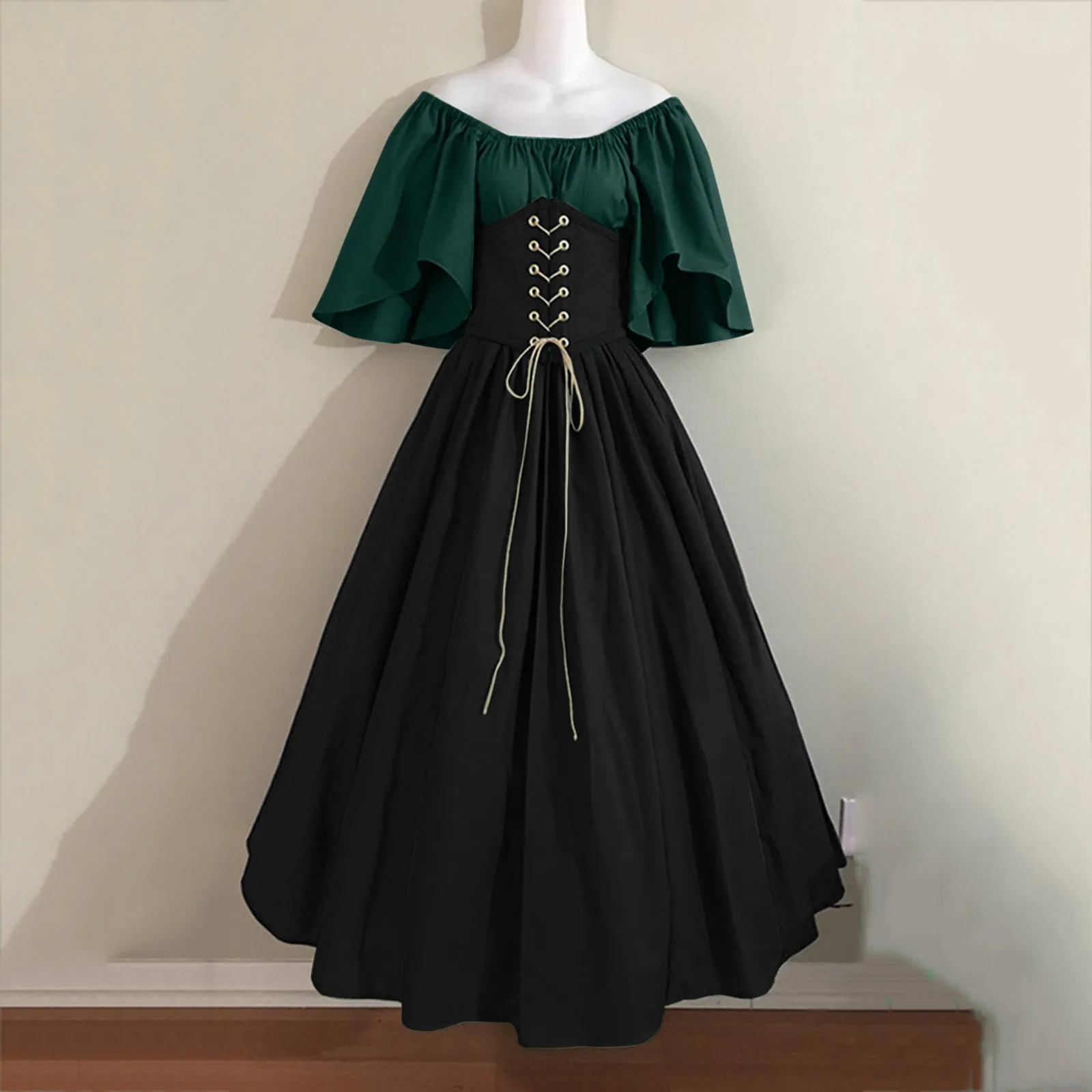 Medieval Costume for Women Halloween Corset Gothic Renaissance Dress Plus Size Flare Sleeve Ball Gown Cosplay Clothes