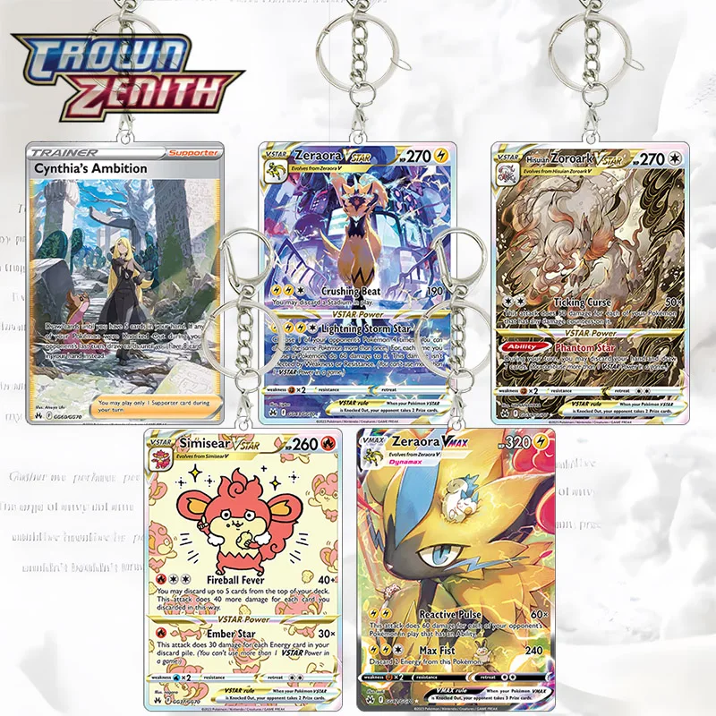 Llavero de acrílico Cynthia Ambition, Colección de cartas de juego Zeraora VSTAR, Accesorios de cosplay Hisuian Zoroark, Llavero Simisear Zeraora