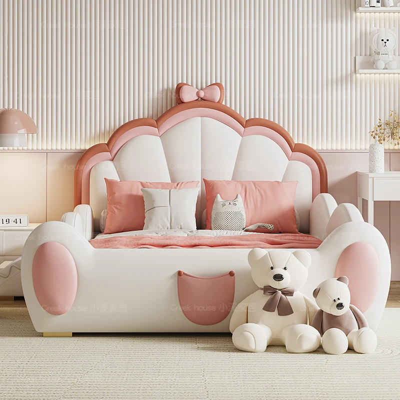 g*-120x200cm luxury king size single bed home Slide with ladder kids bed play on a slide Headboard frame bedroom furniture