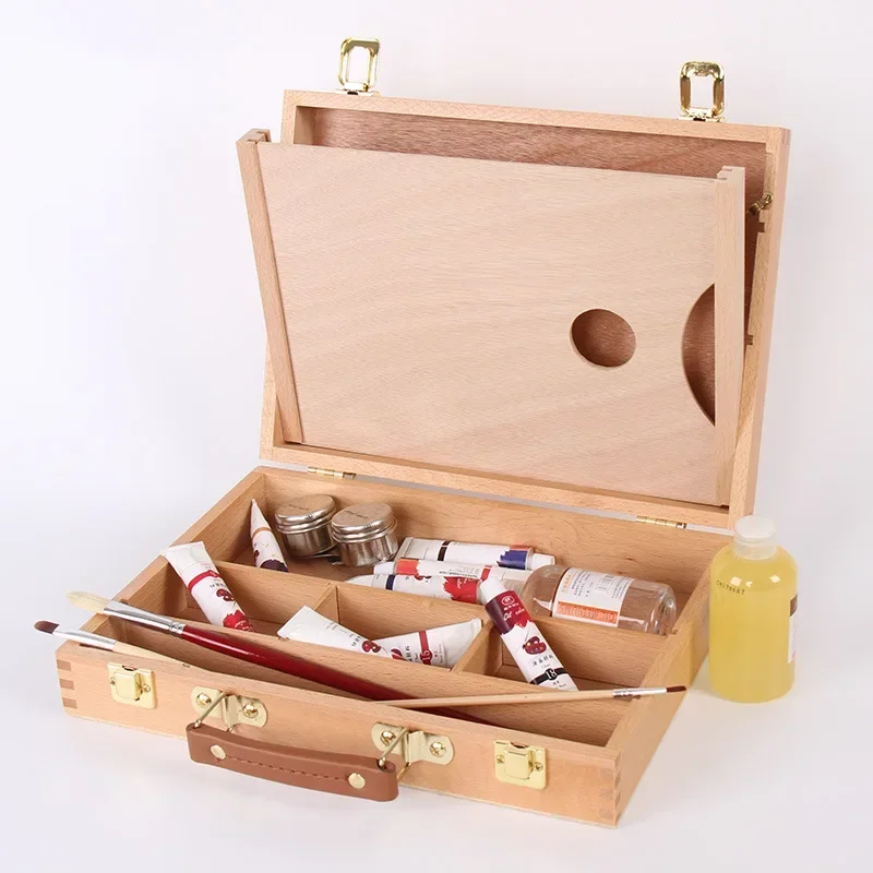 

Oil Paint Suitcase Artist Wooden Table Box Easel Painting Box Portable Desktop Sketch Painting Hardware Art Supplies Gift Kids