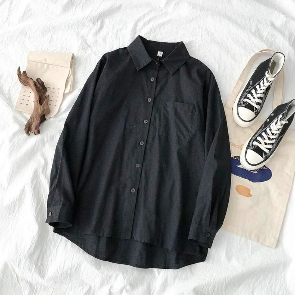 Casual Mens White Shirt Long Sleeve Winter Thermal Brushed Lining Loose Fit Basic Style School Office Daily Top