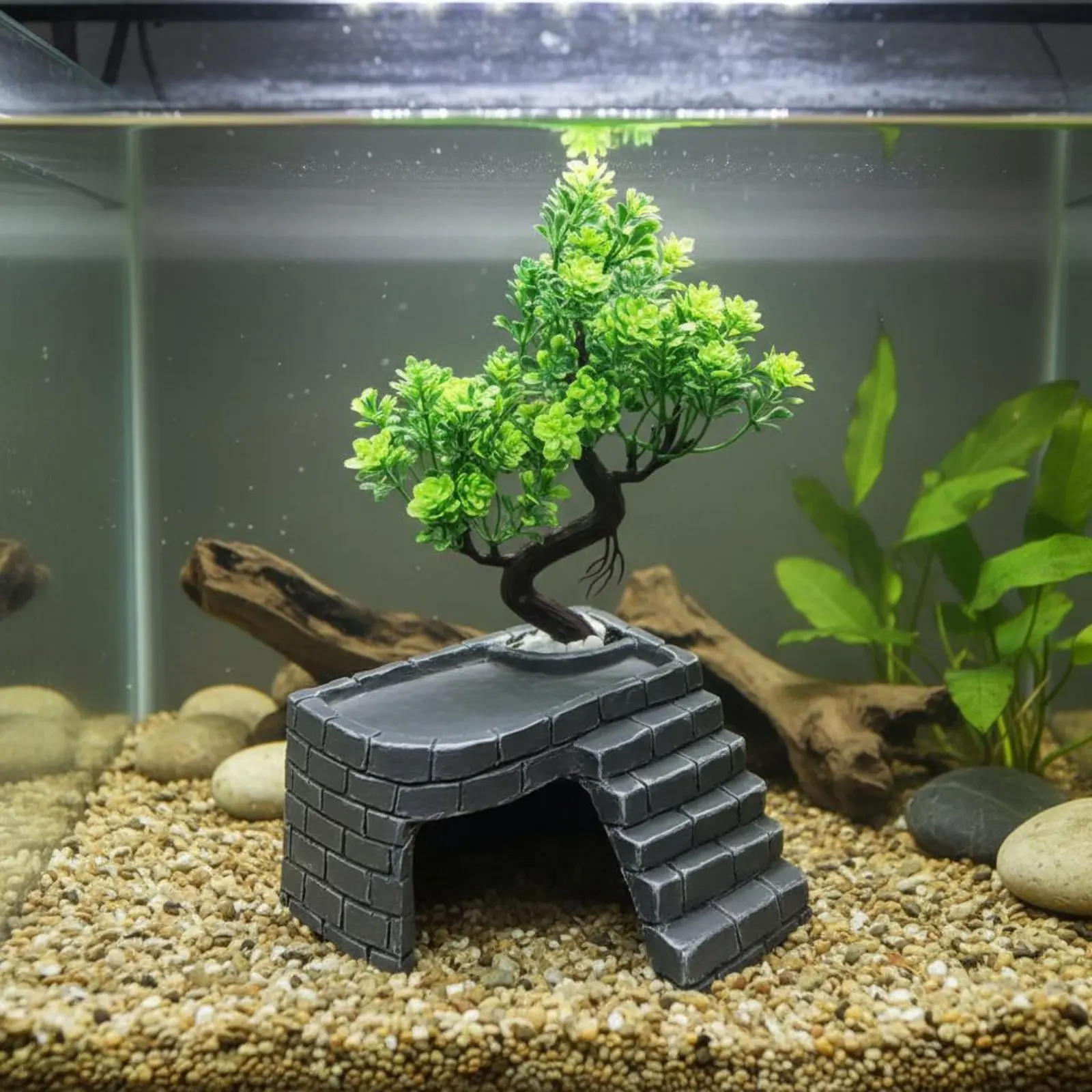 

Turtle Basking Platform Heavy and Sinkable Resin Basking Dock Tortoise Hide Cave Multi-Use Design Aquarium Hide Cave