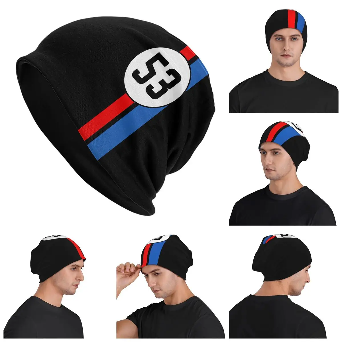 

Herbie Number 53 Warm Knitted Cap Fashion Bonnet Hat Autumn Winter Outdoor Beanies Hats for Men Women Adult