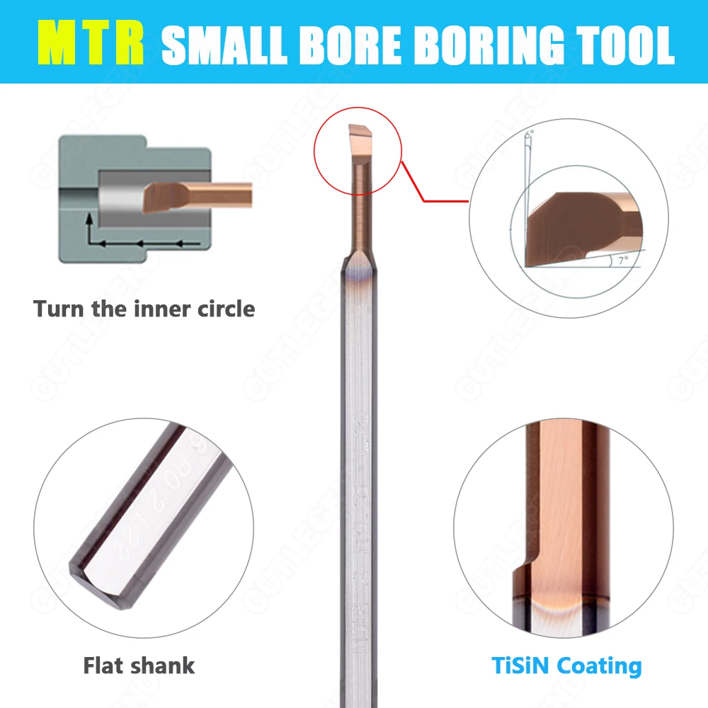 HRC65 MTR Small Bore Boring Tool Inner Hole Machining Carbide Turning MTR 1/1.2/1.5/1.8/2/2.5/3 L10 L15 Boring Cutter For Steel