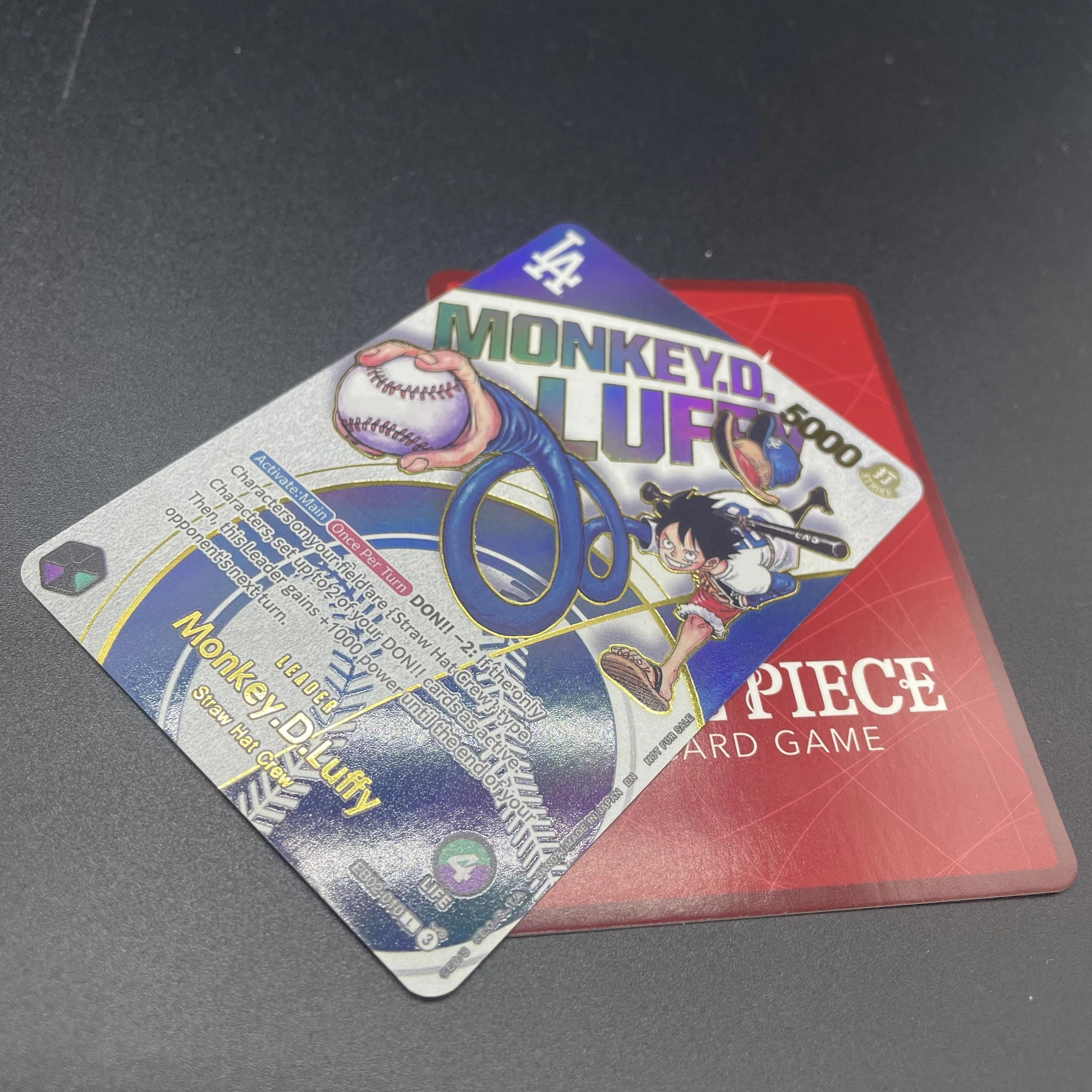 Diy Anime Opcg English Baseball Luffy Gilding Flash Card Bonney Law Hancock Self Made Classic Anime Collection Cards Gift Toys view 5