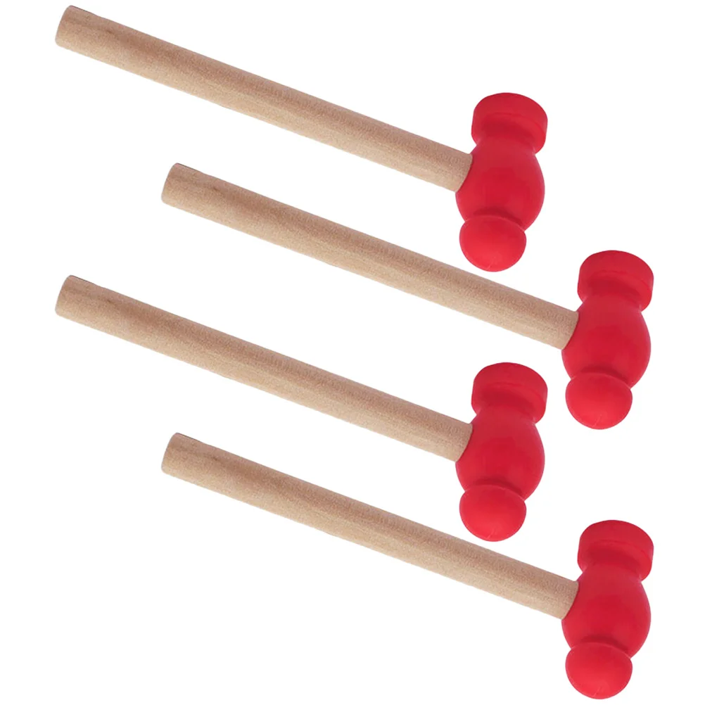 4 Pcs Small Wooden Hammer Toy Educational Baby Toys Fake Mallet Kids Hammers Children Gavel