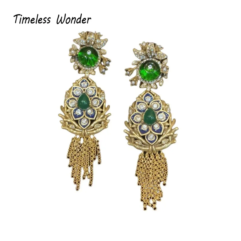 

Timeless Wonder Fancy Zircon Geo Glass Tassel Stud Earrings for Women Designer Jewelry Trendy Ins Rare Cute Kpop Japan Mix 2264