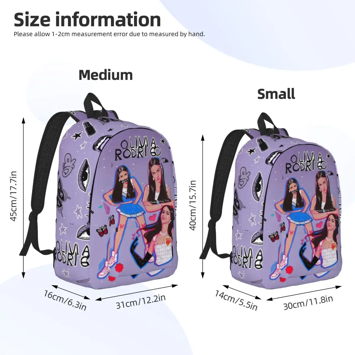 Olivia Vampire Rodrigos Sour For Girls Boys Large Capacity Student Backpack Lightweight waterproof Backpack 15.7in 17.7in