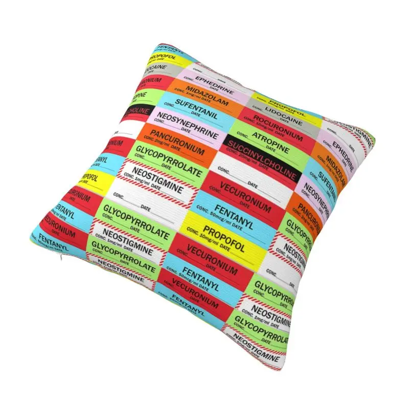 Custom Anesthesia Medication Labels Doctors Nurses Hospital Cushion Cover 45x45cm Soft Nordic Throw Pillow