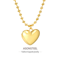 ASONSTEEL Romantic Heart Pendant Necklace For Women High Quality Golden Stainless Steel Metal Stylish Choker Valentine's Gift