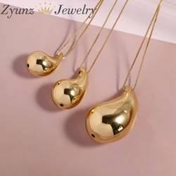 5pcs, Vintage Gold Color Plated Chunky Dome Drop Necklaces for Women Fashion Glossy Thick Teardrop Necklace Jewelry Gift