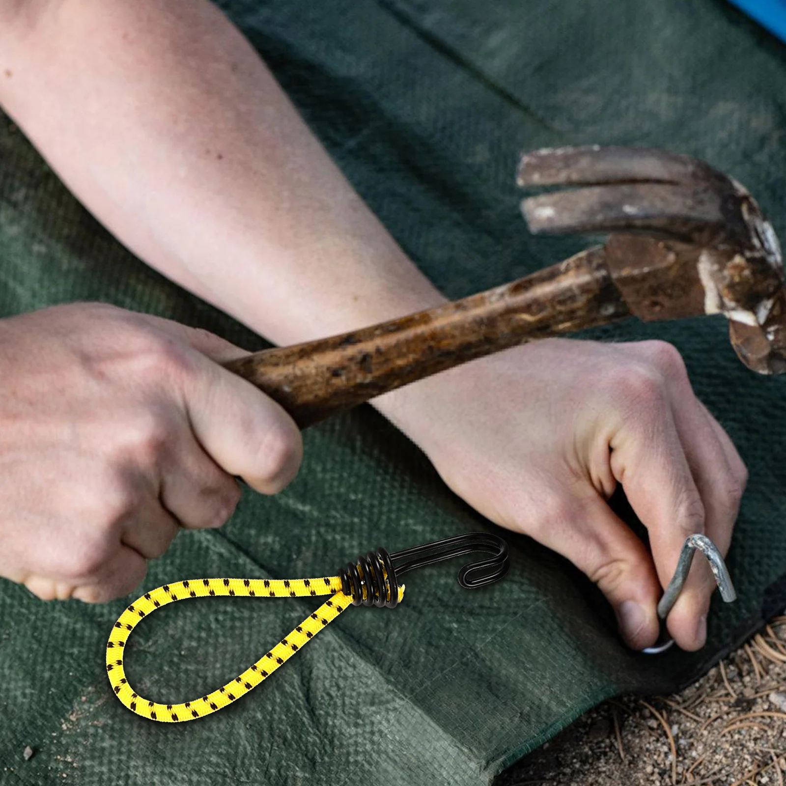 

Tarp Camping Tent Elastic Cord Buckle Ground Nail Fixing Hook for Canvas Accessories
