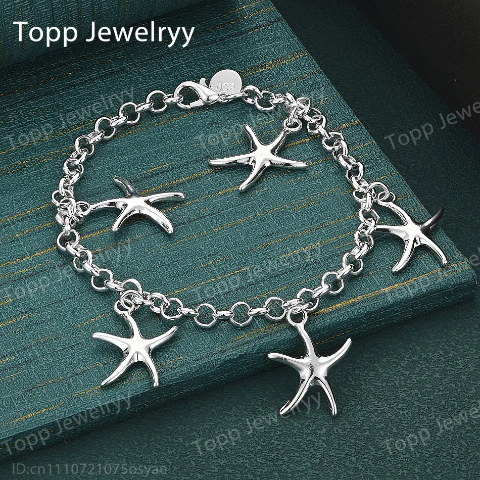 925 Sterling Silver Delicate Starfish Bracelet for Women - Fashionable Party Gift & Wedding Jewelry
