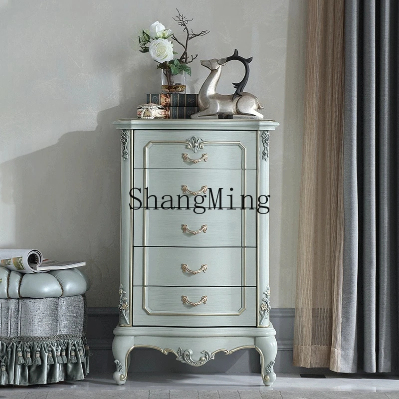 

SM high-end furniture solid wood gray-tone chest of drawers bedroom storage cabinet locker