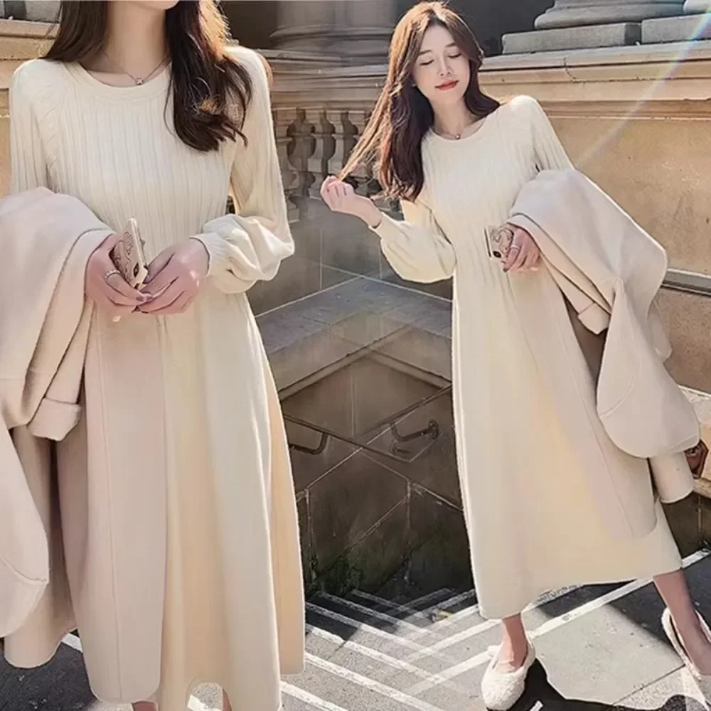 Vintage Knitted Sweater Long Sleeve Maternity Dresses pregnant women clothing Slim Korean Elegant Fall Winter Sweater vestidos